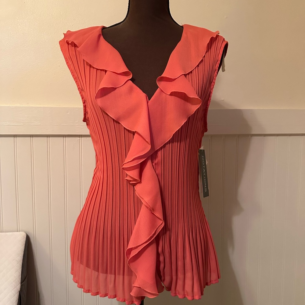 Coral Ruffle Pleated Women's Top